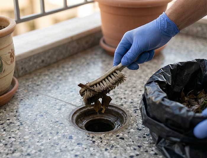 ΞΕΒΟΥΛΩΜΑ ΣΙΦΩΝΙΟΥ στο ΜΠΑΛΚΟΝΙ - Βήμα 2: Αφαίρεση υπολειμμάτων.